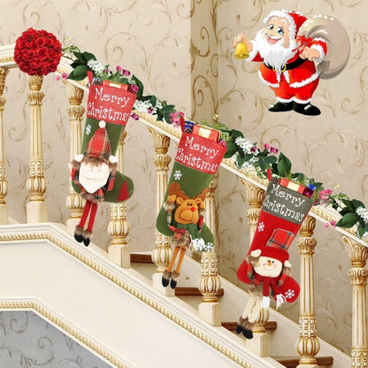 2024 Plush Christmas Stockings Set Red Green Santa Snowman Elk Holiday Decor