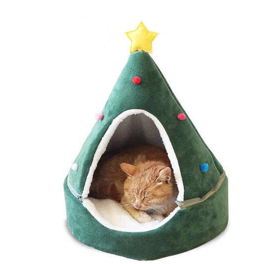 Christmas Cat Bed – Cozy Holiday Tree Design for Cats