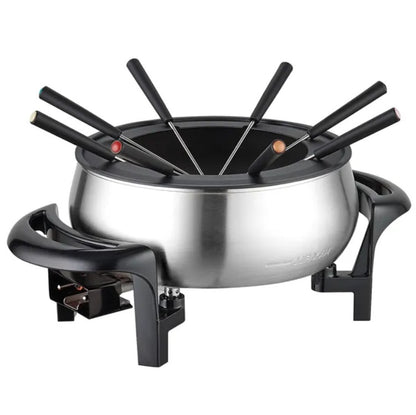 VEVOR Electric Fondue Pot Set For Cheese & Chocolate, 3 Quart Chocolate Melting Warmer, Stainless Steel Fondue Maker With Temperature Control And 8 Forks, For Hors D'Oeuvres, Entrees, And Desserts