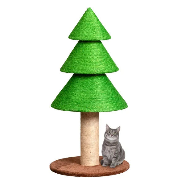 31.5" Christmas Tree Cat Scratcher – Large Sisal Cat Scratching Tower for Indoor Cats (Grass Green)
