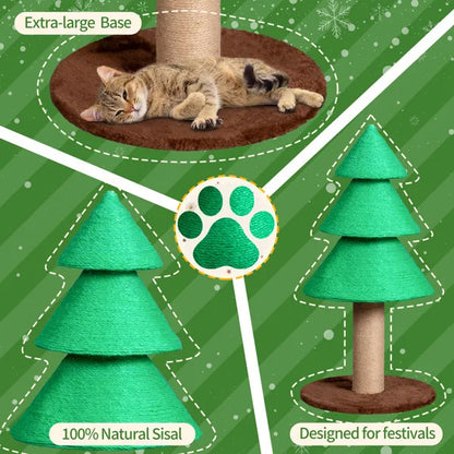 31.5" Christmas Tree Cat Scratcher – Large Sisal Cat Scratching Tower for Indoor Cats (Green)