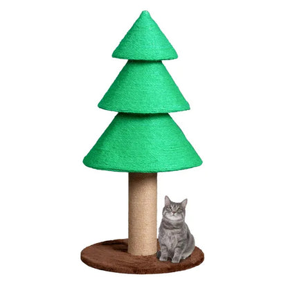 31.5" Christmas Tree Cat Scratcher – Large Sisal Cat Scratching Tower for Indoor Cats (Green)
