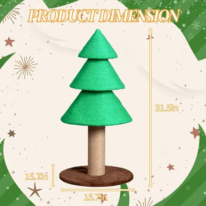 31.5" Christmas Tree Cat Scratcher – Large Sisal Cat Scratching Tower for Indoor Cats (Green)