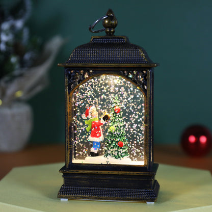 Christmas Decoration Luminous Water Injection Flat Storm Lantern Desktop Decoration