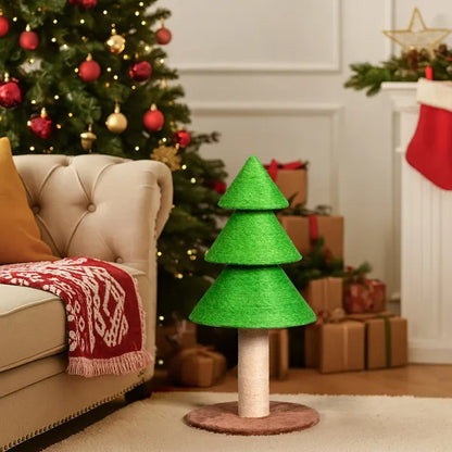 31.5" Christmas Tree Cat Scratcher – Large Sisal Cat Scratching Tower for Indoor Cats (Grass Green)